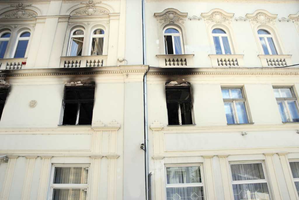 Apartment building after a fire