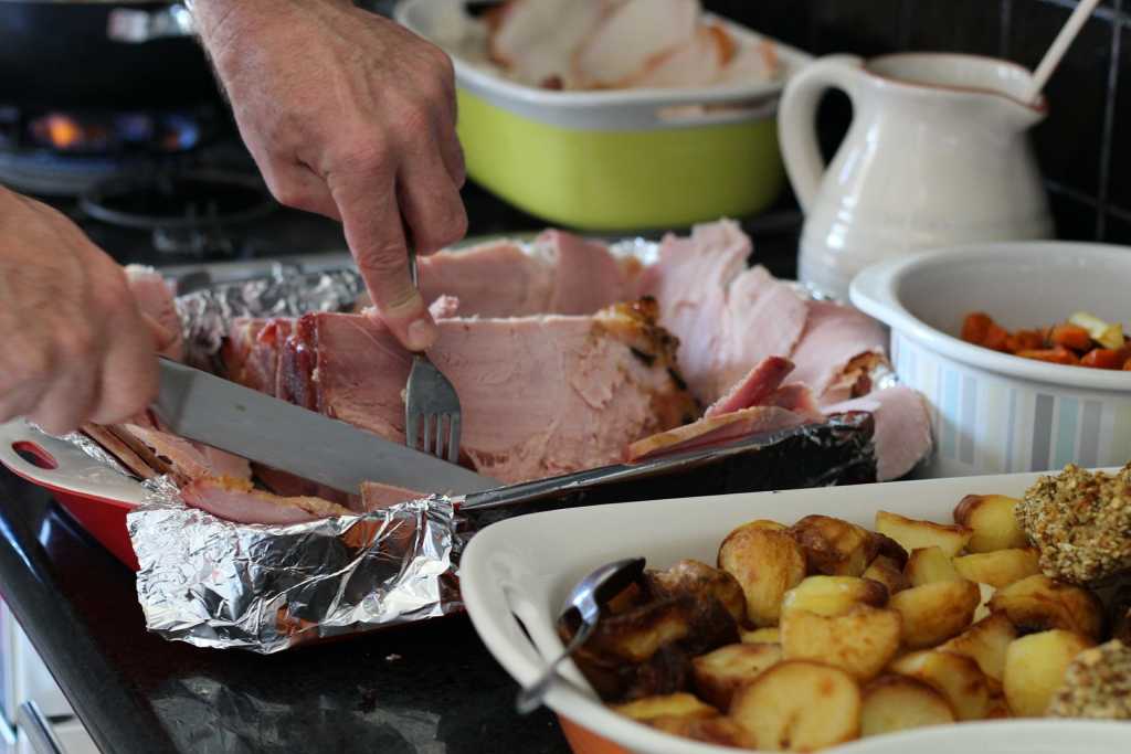 Christmas ham and potatoes