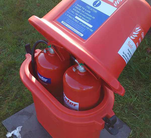 Fire extinguisher box open