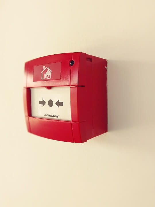 Fire alarm on wall