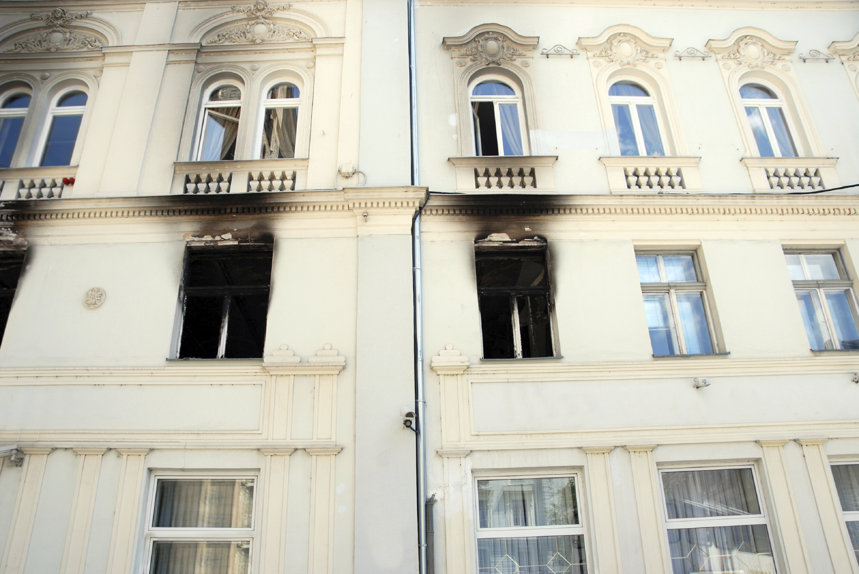 Apartment building after a fire